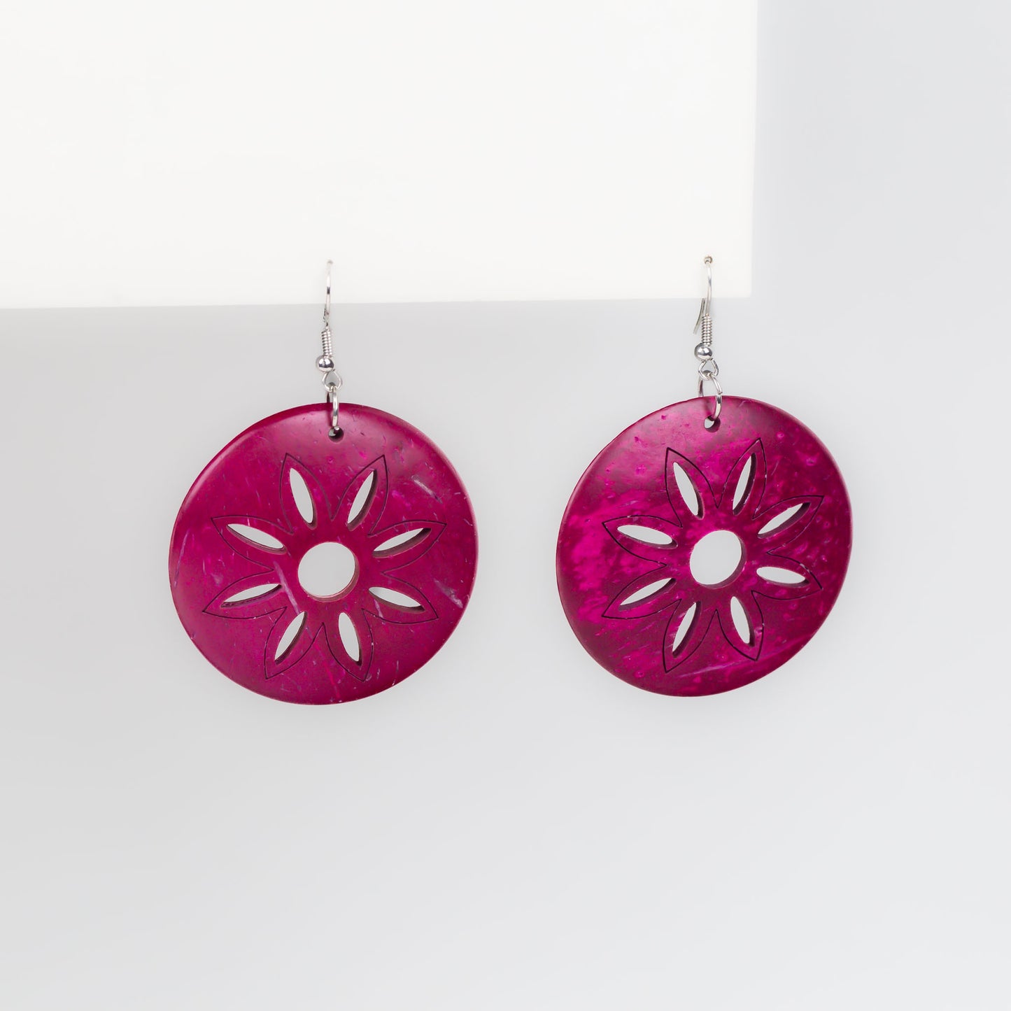 Cercei krafty 2005 cu motiv floare - Magenta