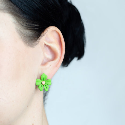 Cercei lovely flower cu textură de silicon - Verde