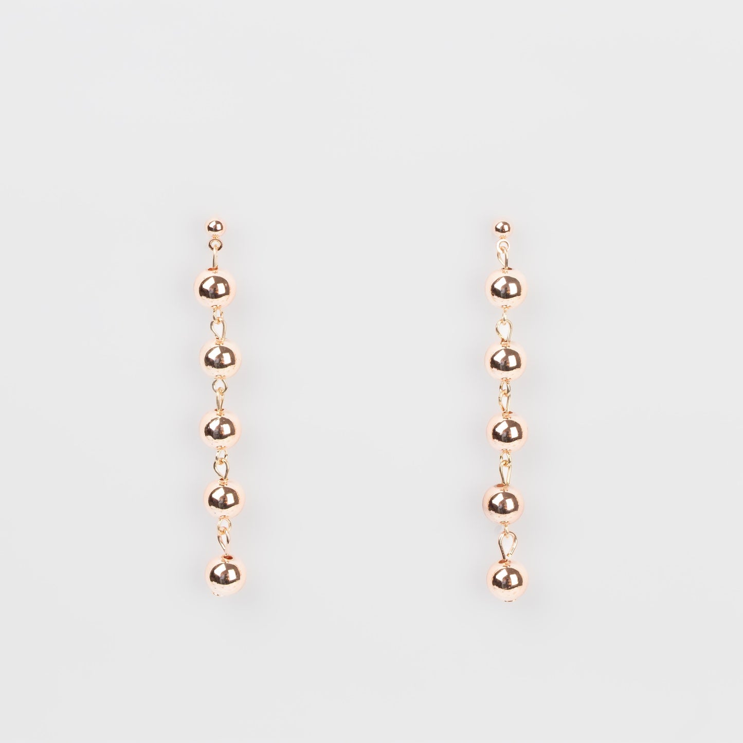 Cercei lungi cu biluțe și secțiuni geometrice, set 2 - Rose Gold
