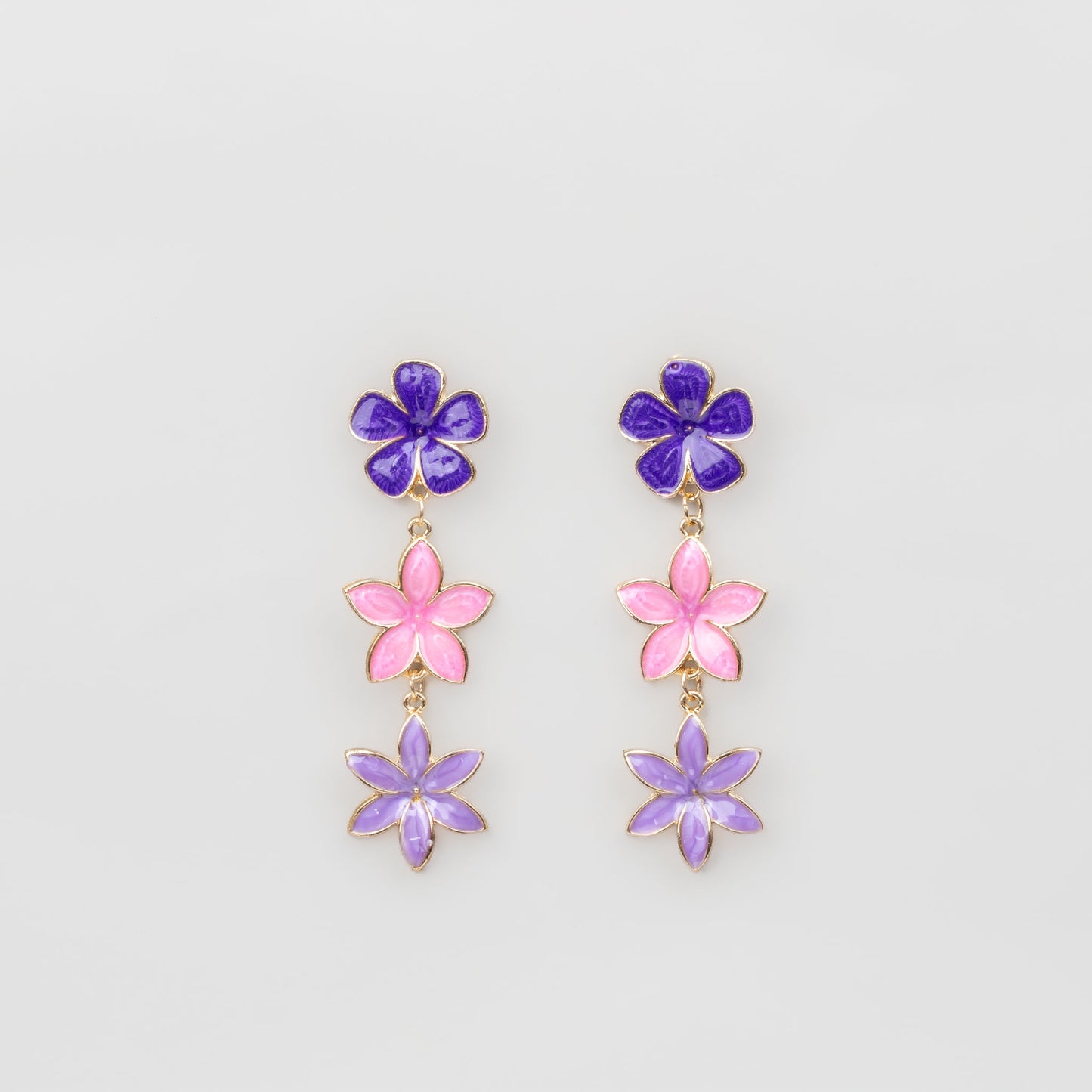 Cercei lungi cu flori delicioase și textură glossy - Suav Mix