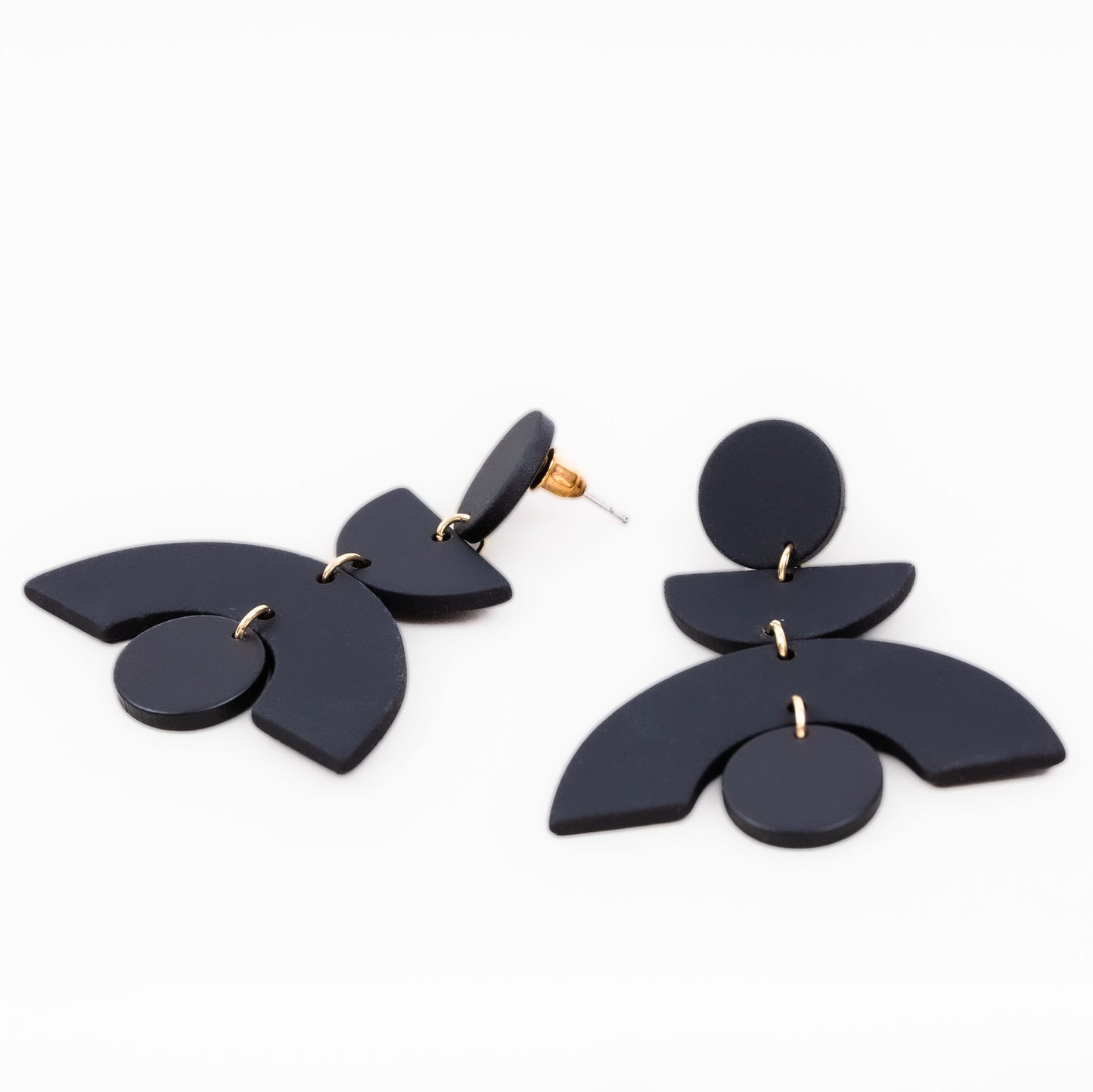 Cercei lungi cu forme geometrice - Negru