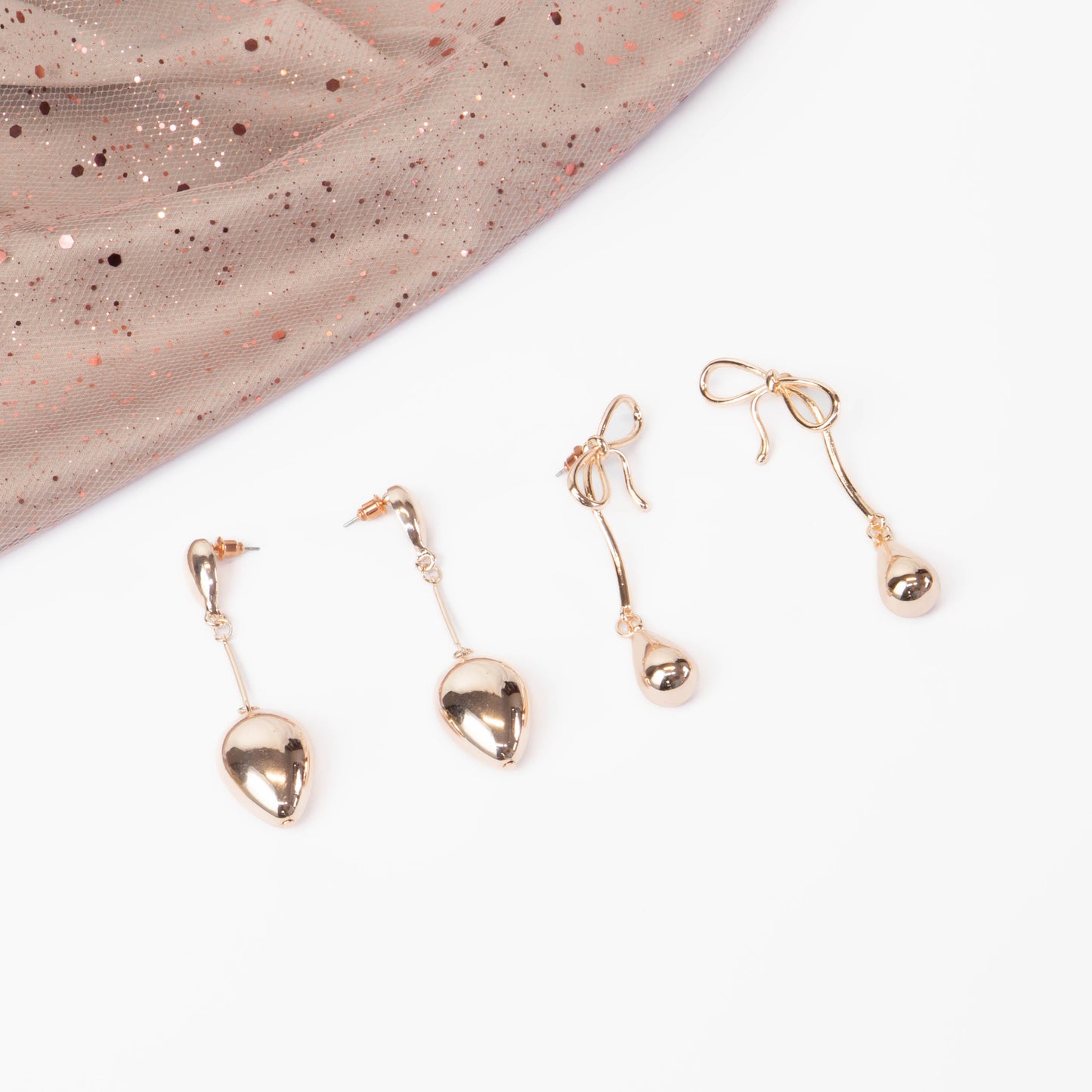 Cercei lungi delicate feel, set 2 - Rose Gold