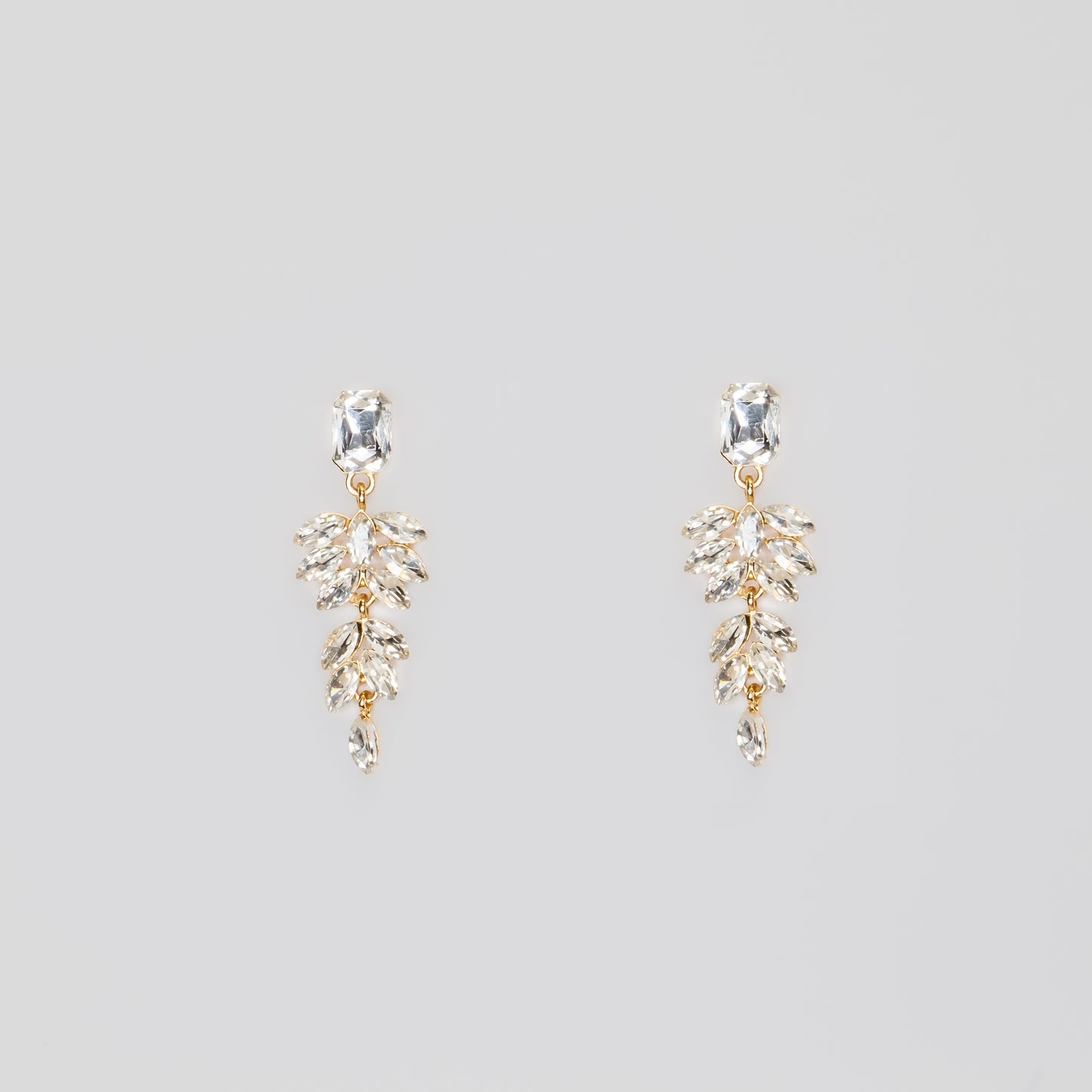 Cercei lungi eleganți cu pietre strălucitoare, Shimmering Leaf - Argintiu