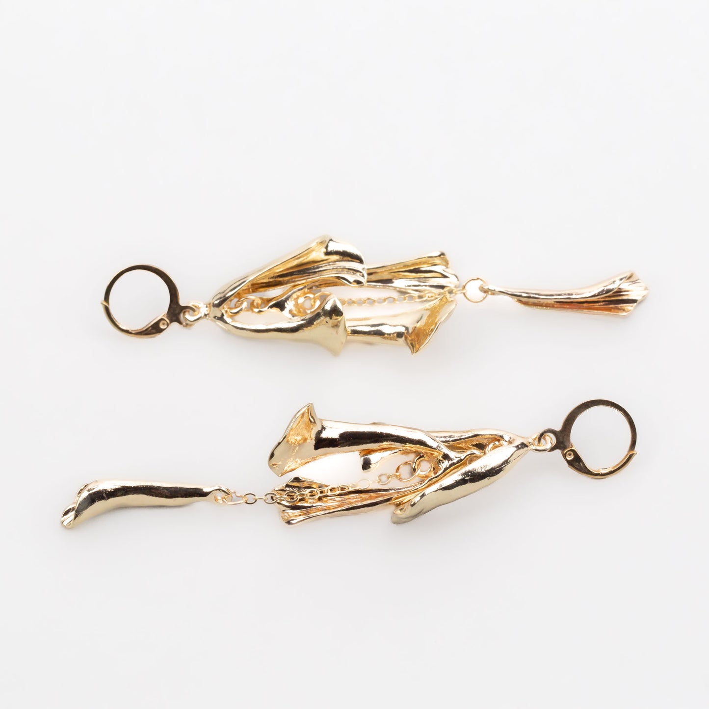 Cercei lungi liquid life cu formă abstractă - Auriu