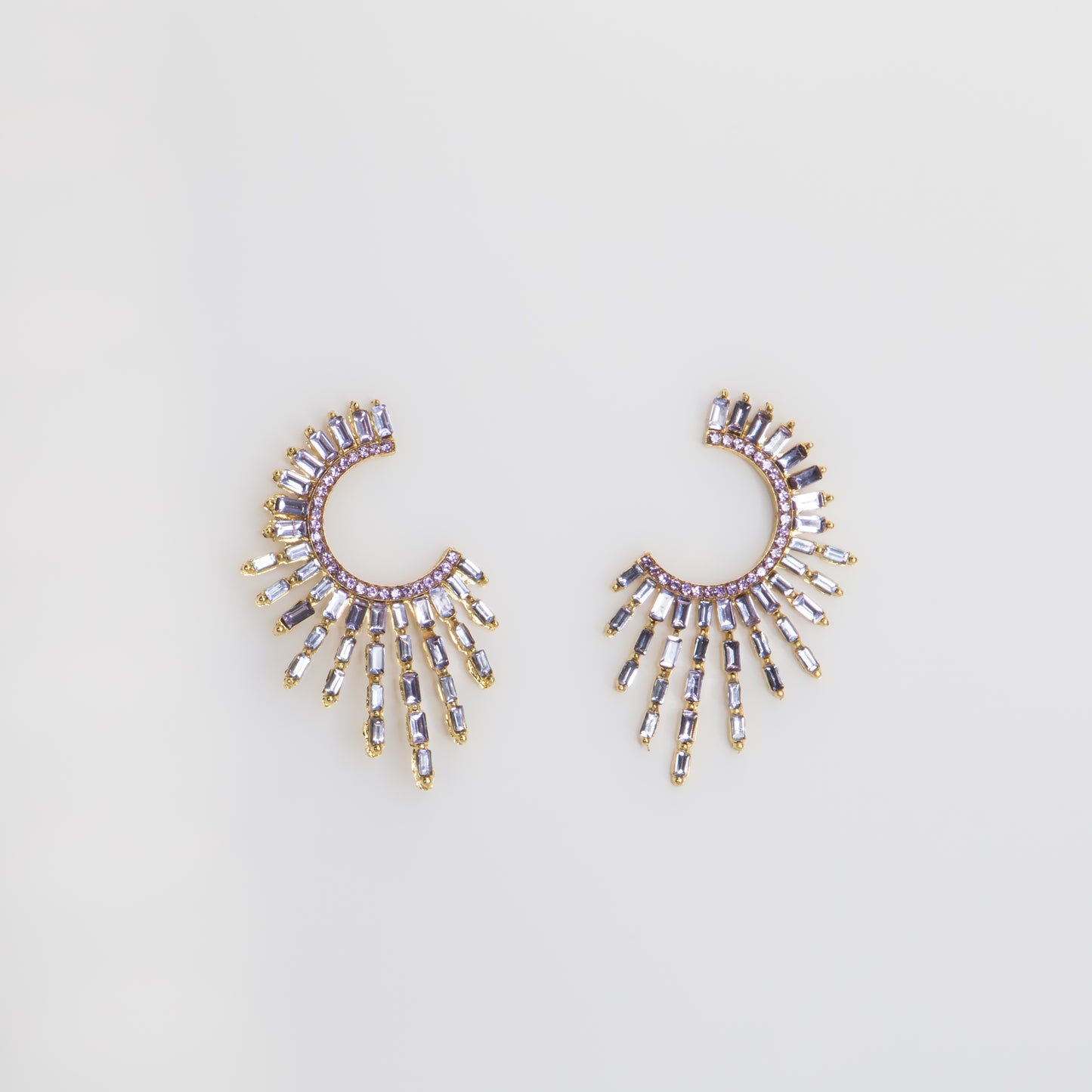 Cercei mari eleganți cu pietre rafinate, Solaris - Mov