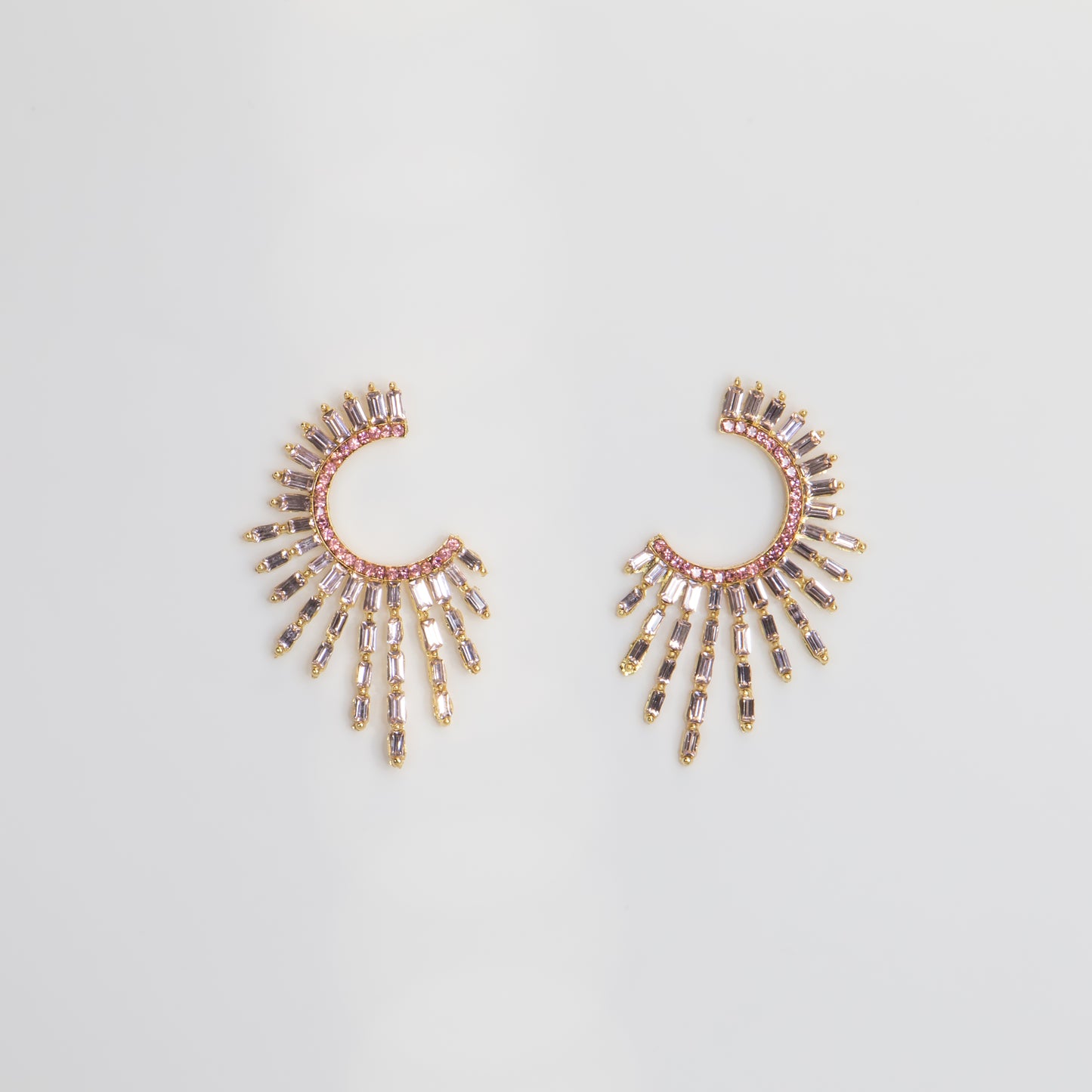 Cercei mari eleganți cu pietre rafinate, Solaris - Roz