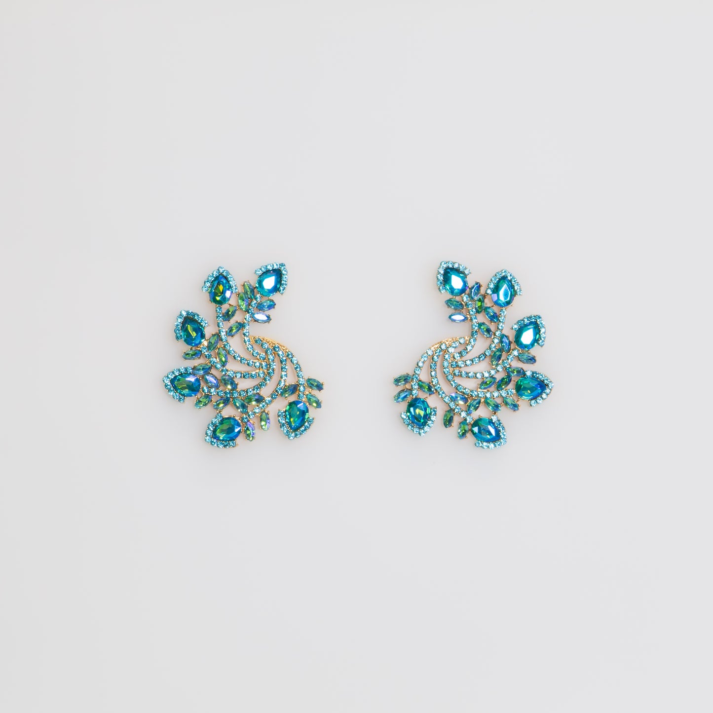 Cercei mari eleganți cu pietre rafinate, Spriala Universului - Albastru