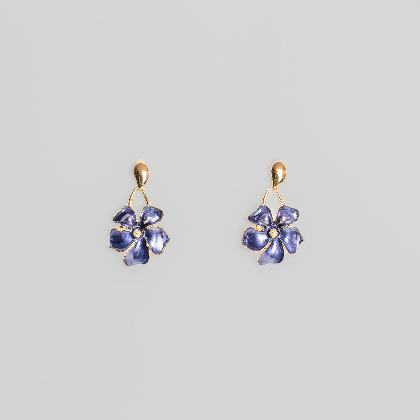 Cercei metalici flori elegante - Albastru