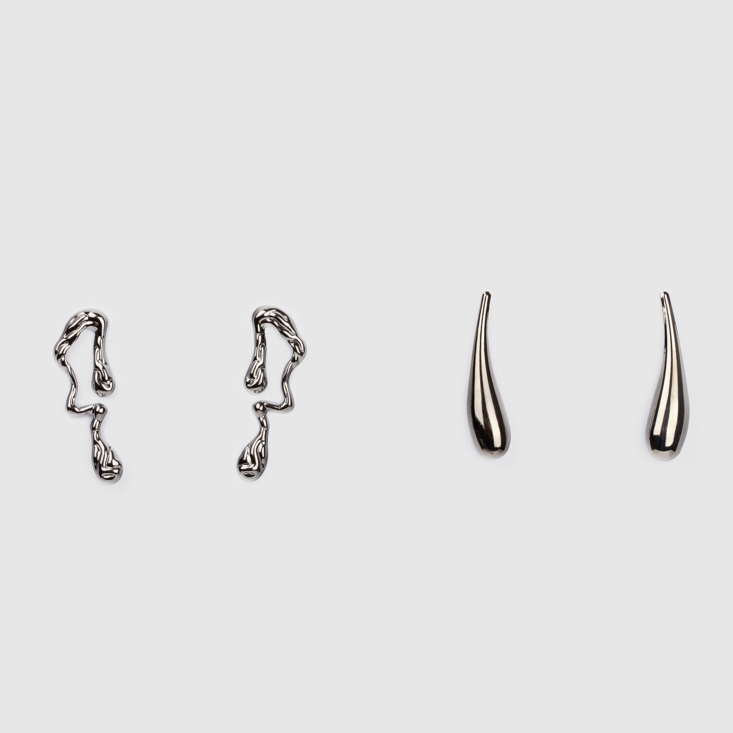 Cercei metalici liquid chic, set 2 - Gri Antracit