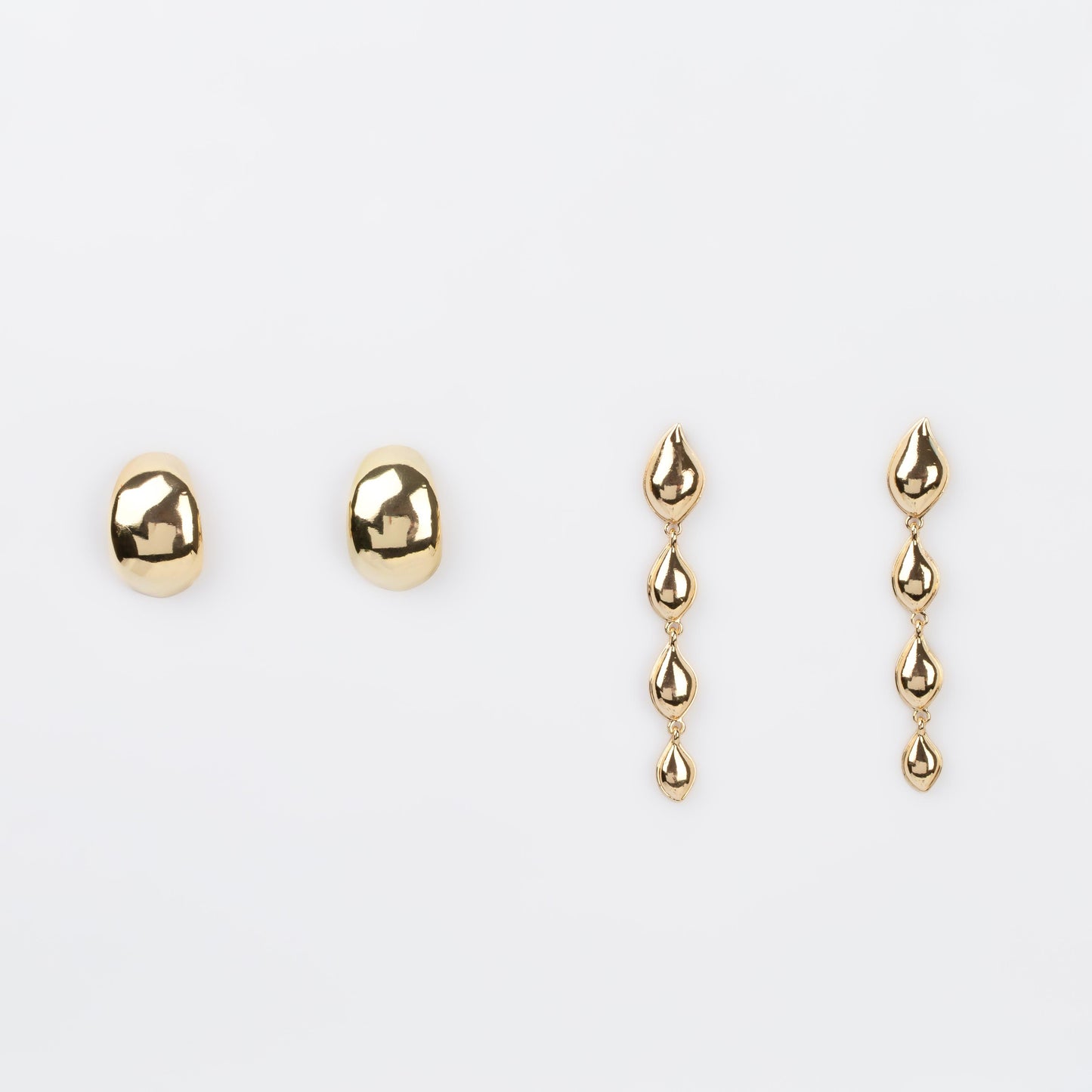 Cercei metalici modern chic, set 2 - Auriu
