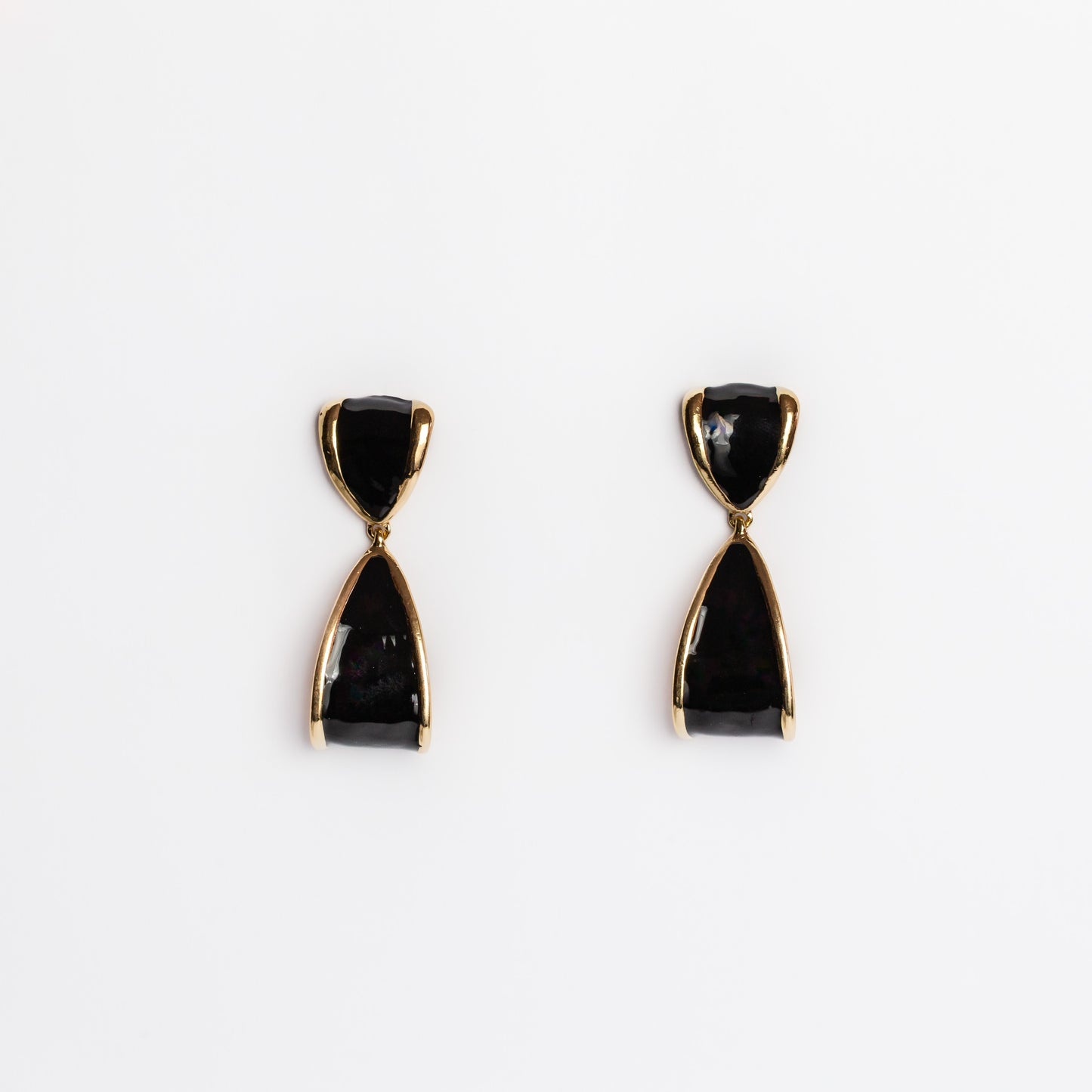 Cercei metalici modern geometric - Negru, Auriu