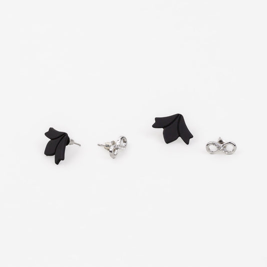 Cercei mici cu petale siliconate și infinit cu ștrasuri, set 2 perechi - Negru, Argintiu