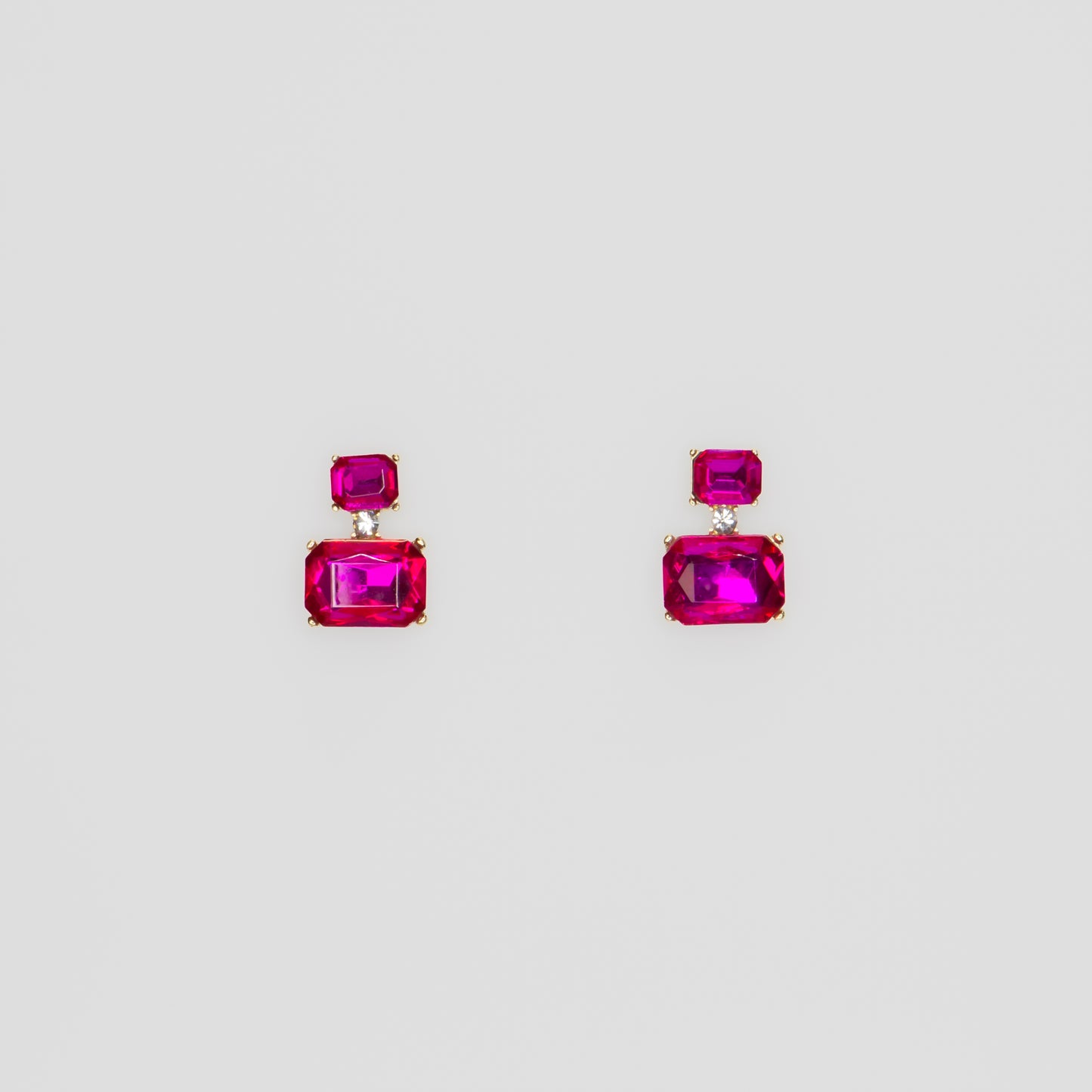 Cercei mici cu pietre fine, Elegant Blocks - Magenta