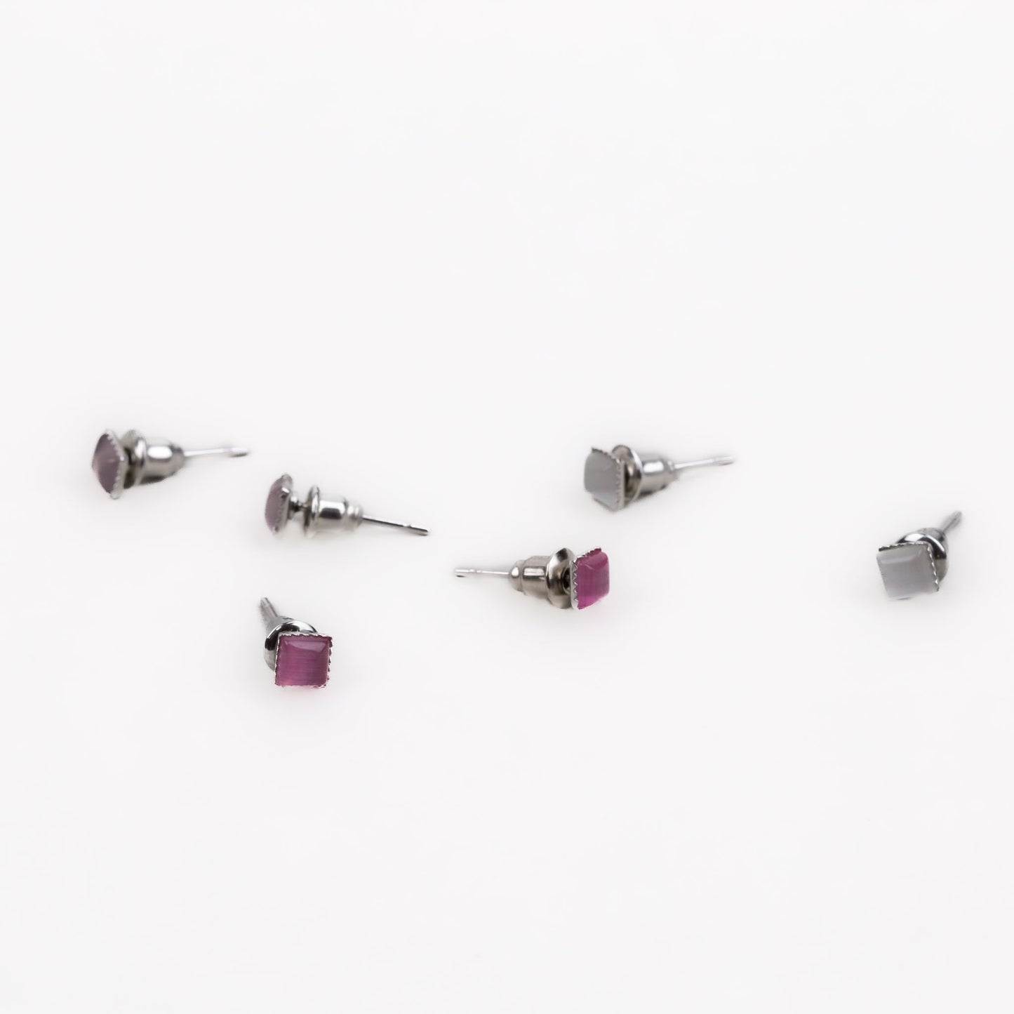 Cercei mici discreți cu pietre sidefate multicolor, set 3 perechi - Magic Mix