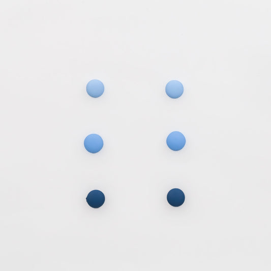 Cercei mici discreți tip buton cu textură siliconată, set 3 perechi - Albastru