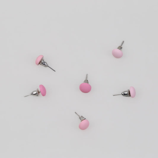 Cercei mici discreți tip buton cu textură siliconată, set 3 perechi - Roz Deschis