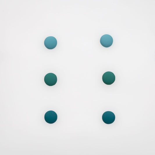 Cercei mici discreți tip buton cu textură siliconată, set 3 perechi - Turcoaz