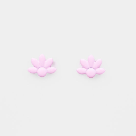 Cercei mici funky flowers cu textură de silicon - Roz
