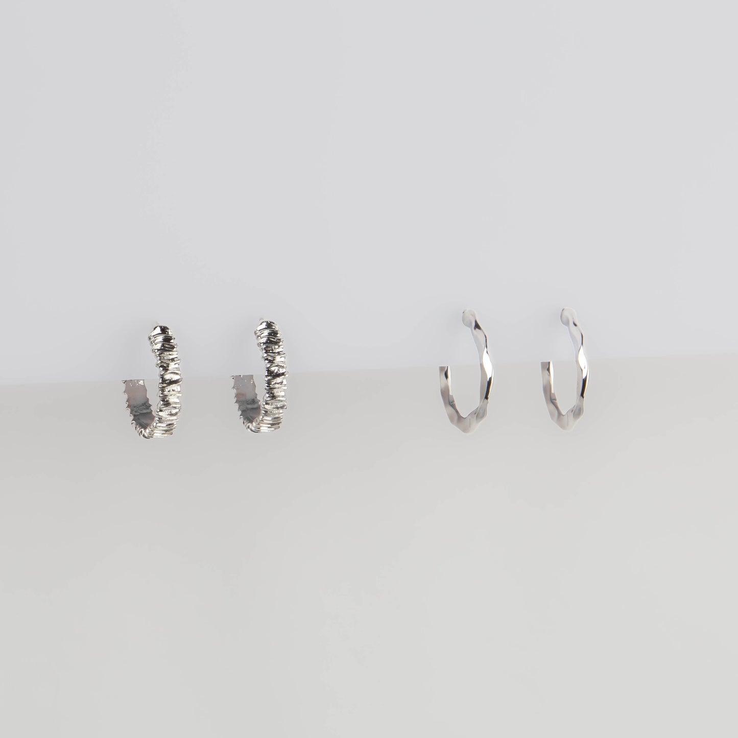 Cercei mici rotunzi decadence, set 2 - Argintiu