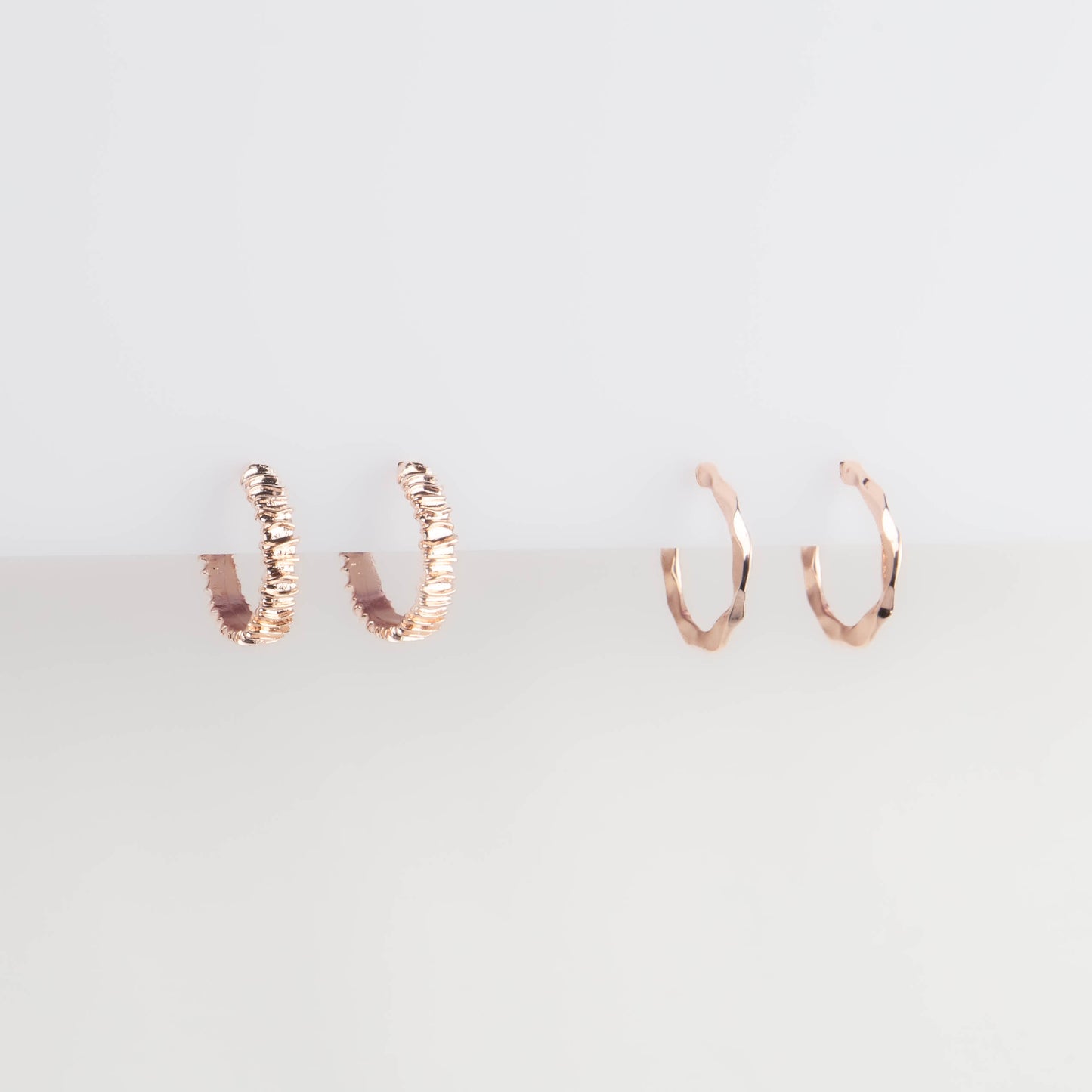 Cercei mici rotunzi decadence, set 2 - Rose Gold