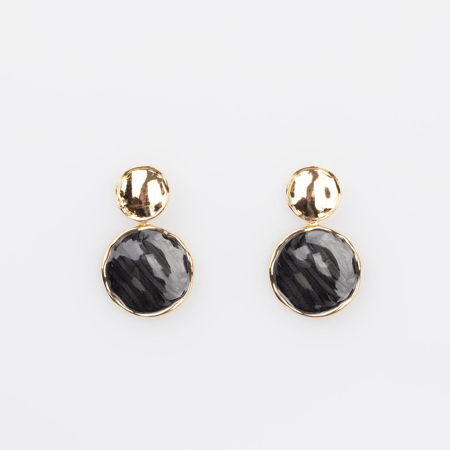 Cercei reliefați glossy cu accent - Negru