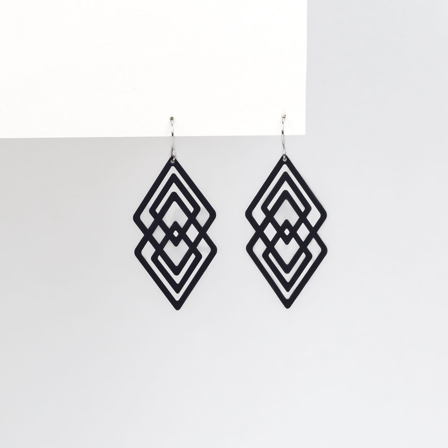 Cercei romb tesseract, ușori și delicați - Negru