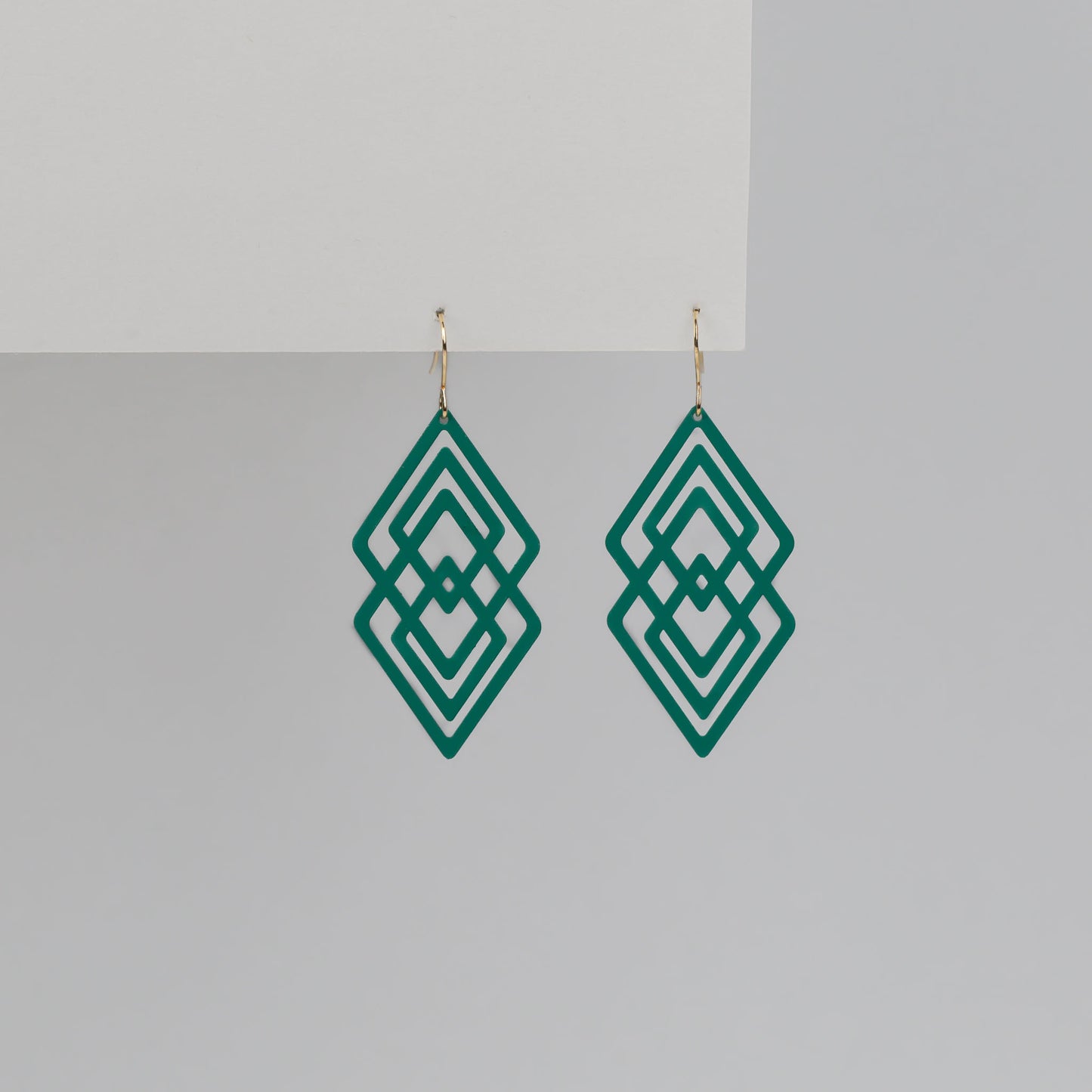 Cercei romb tesseract, ușori și delicați - Verde