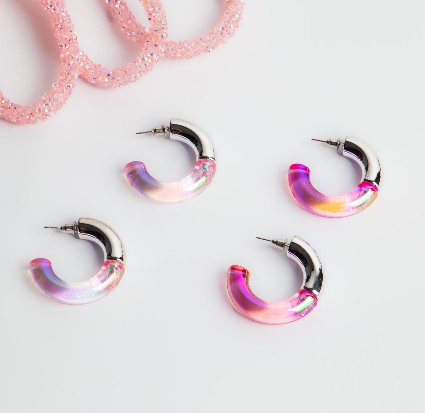 Cercei rotunzi aurora, set 2 - Pink Mix
