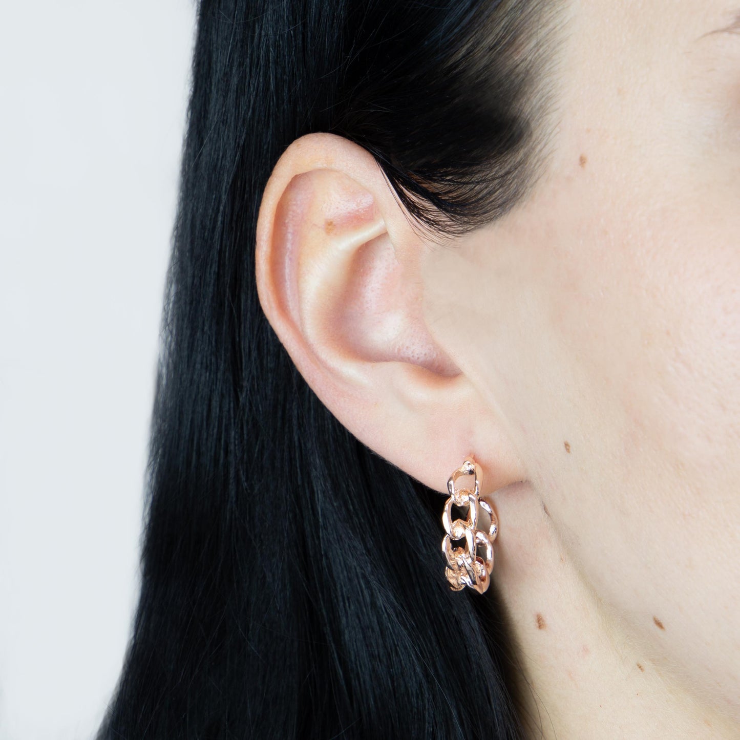 Cercei rotunzi chain elegance, set 2 - Rose Gold