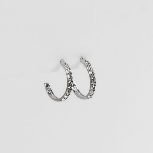 Cercei rotunzi cu ștrasuri discrete - Argintiu versatil