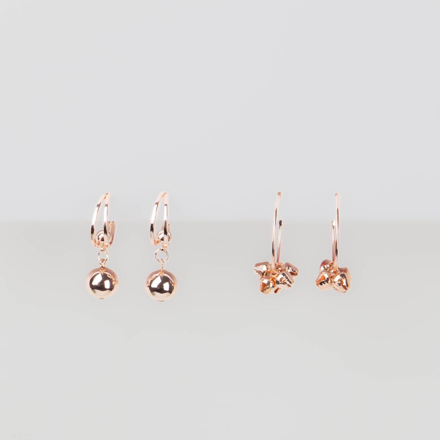 Cercei rotunzi cu zorzoane, set 2 - Rose Gold