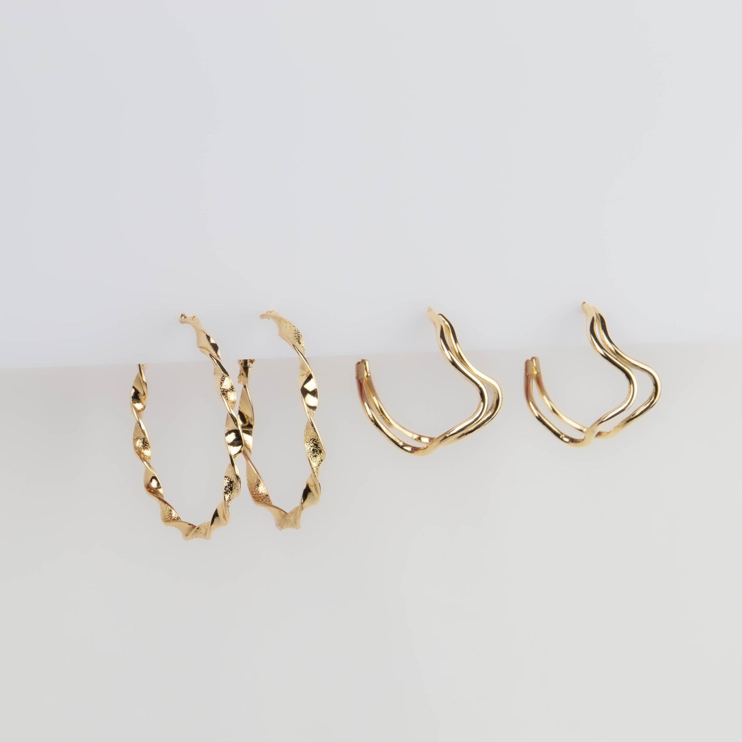 Cercei rotunzi flow chic, set 2 - Auriu