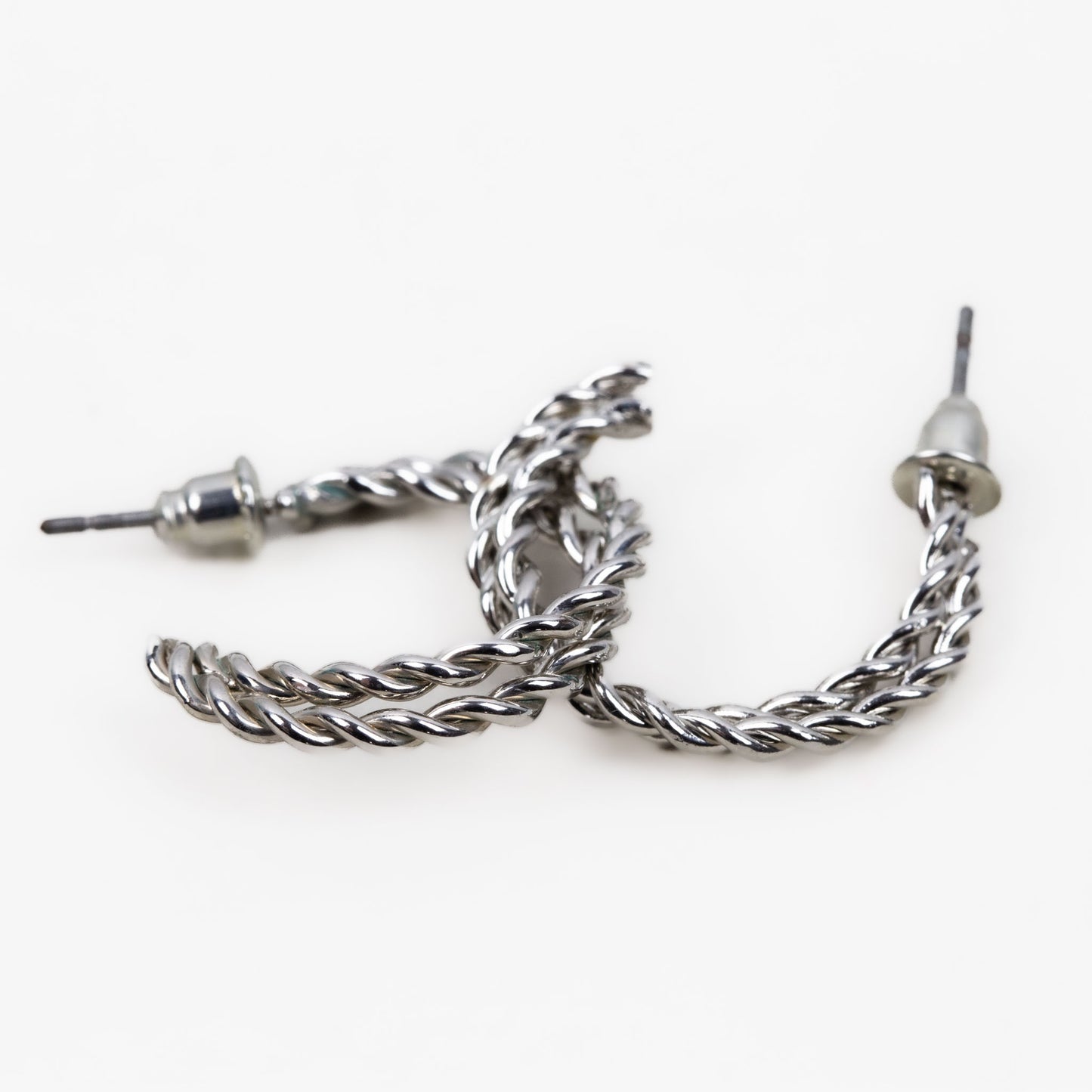 Cercei rotunzi mici subțiri spiralați - Argintiu versatil