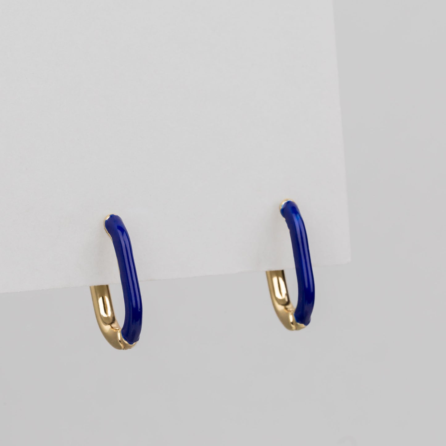 Cercei tip verigă ovali cu accent color - Albastru