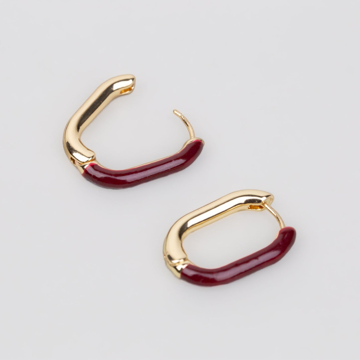 Cercei tip verigă ovali cu accent color - Bordo