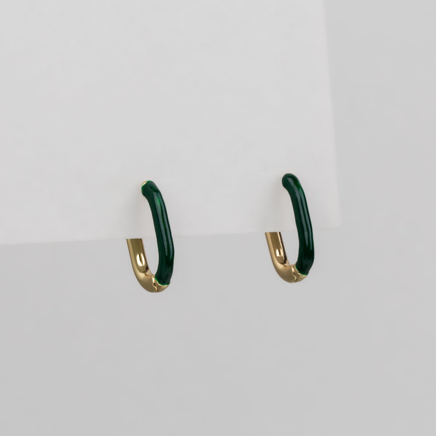 Cercei tip verigă ovali cu accent color - Verde