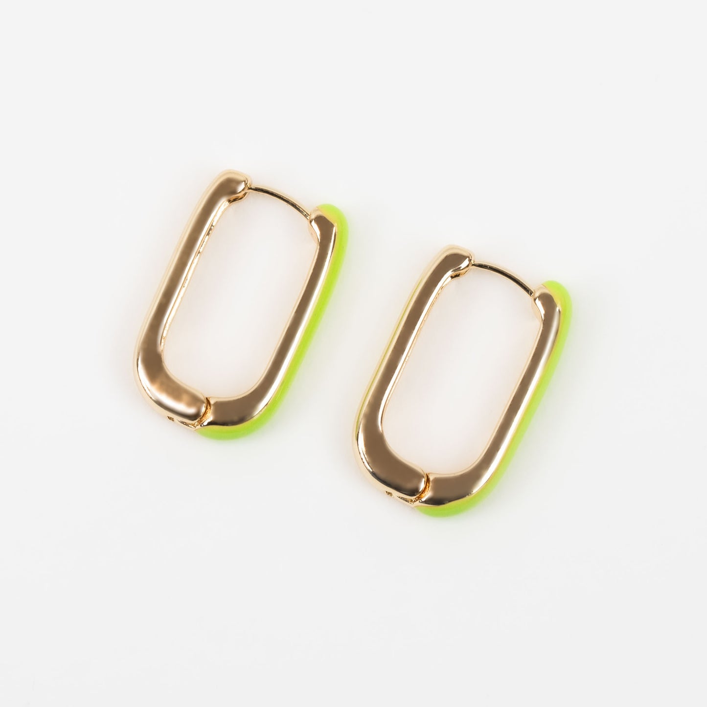 Cercei veriga aurii cu accent strident - Verde neon