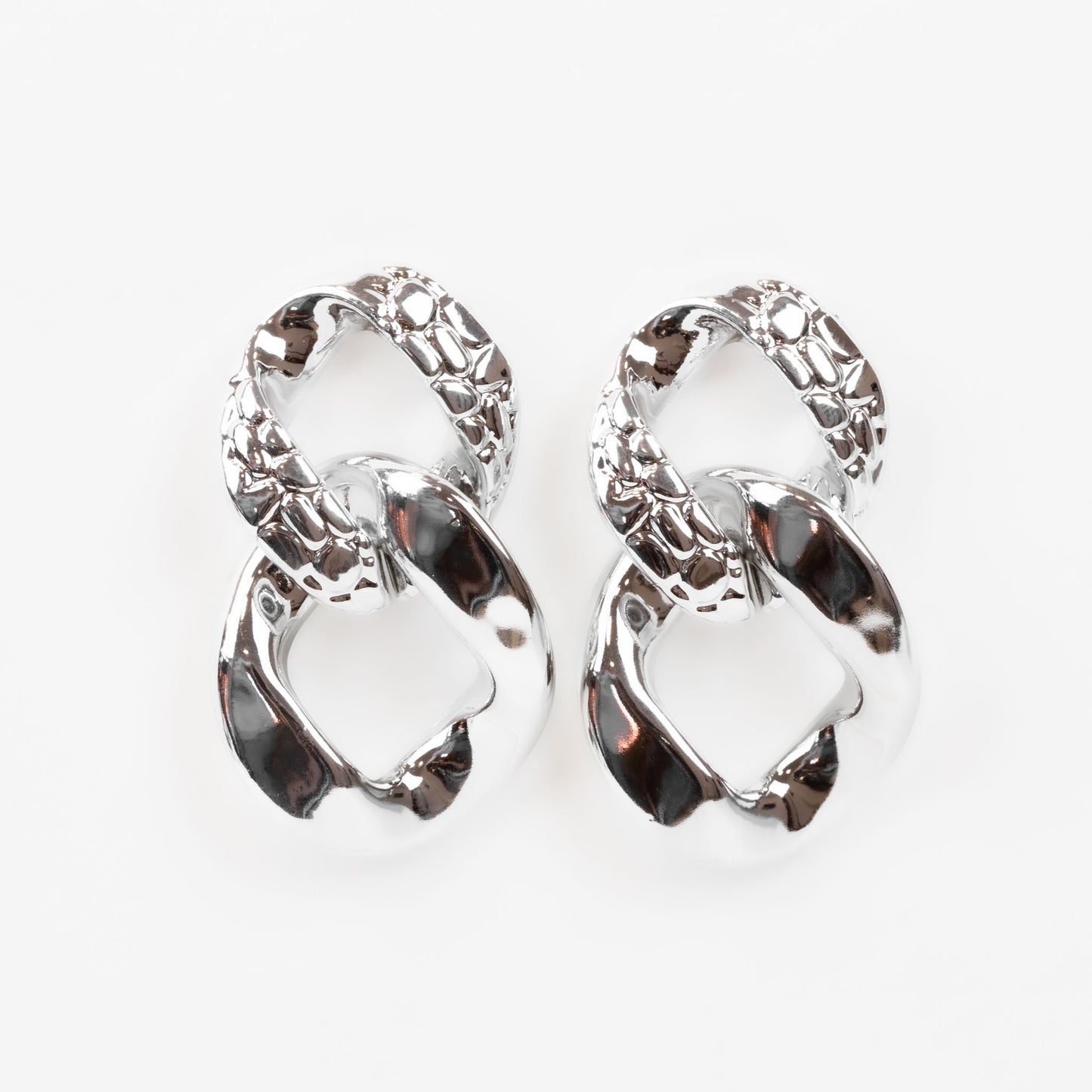 Cercei mari în formă de lanț cu accent - Argintiu