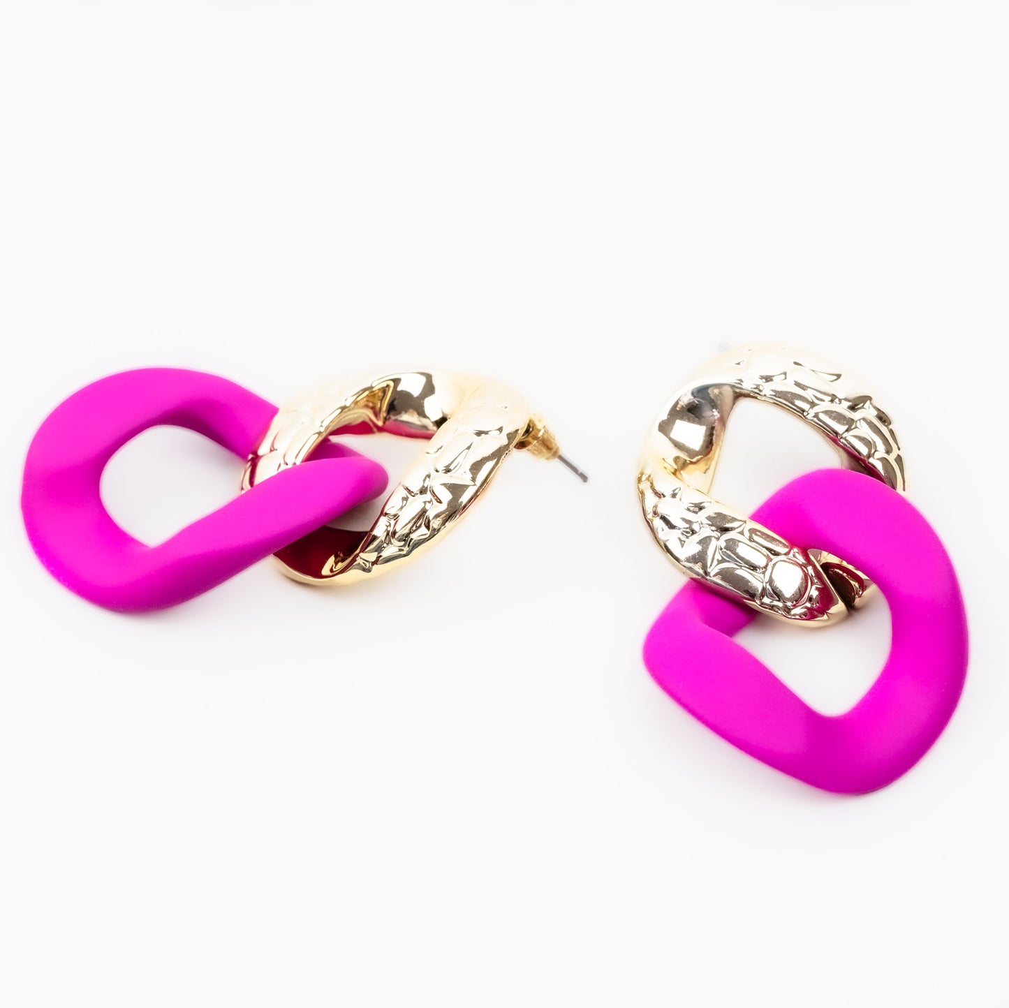 Cercei mari în formă de lanț cu accent - Mov, Auriu