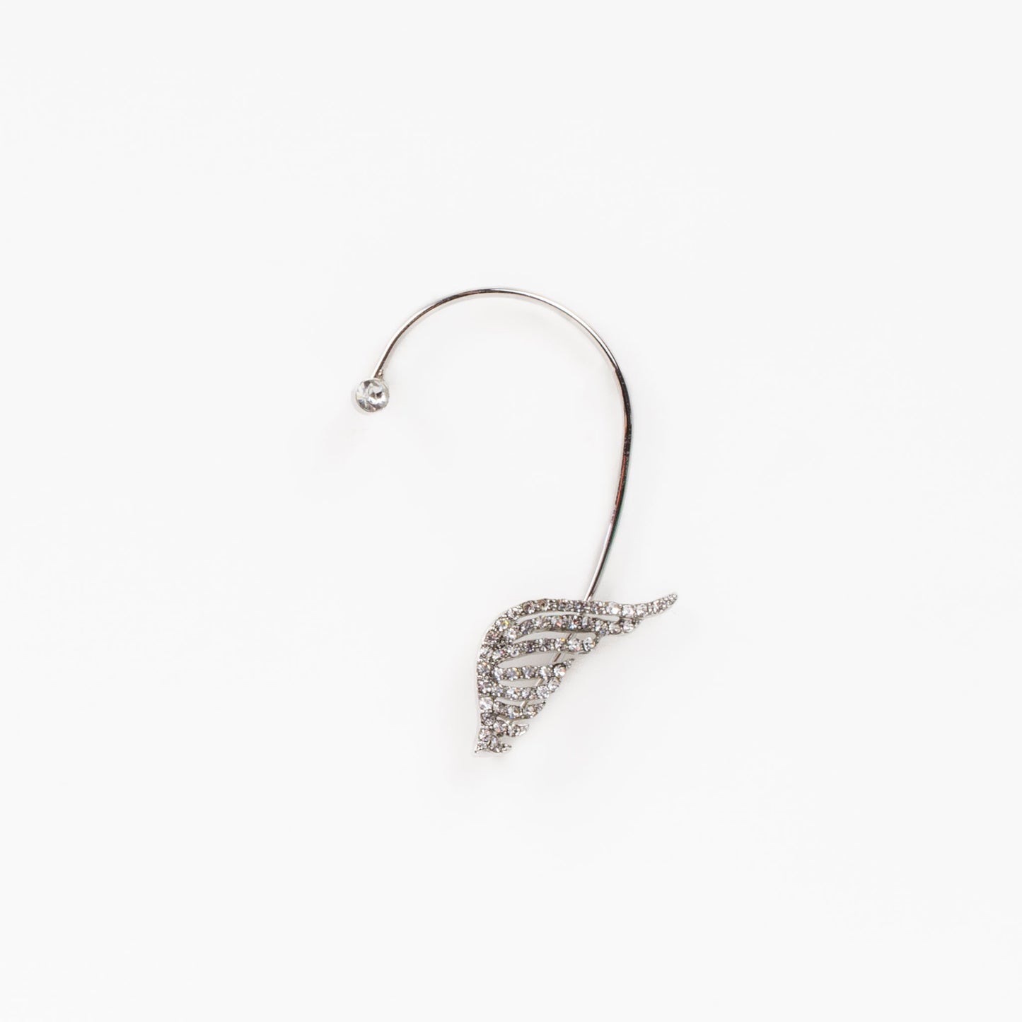 Cercel ear cuff aripă de înger cu ștrasuri - Argintiu astral