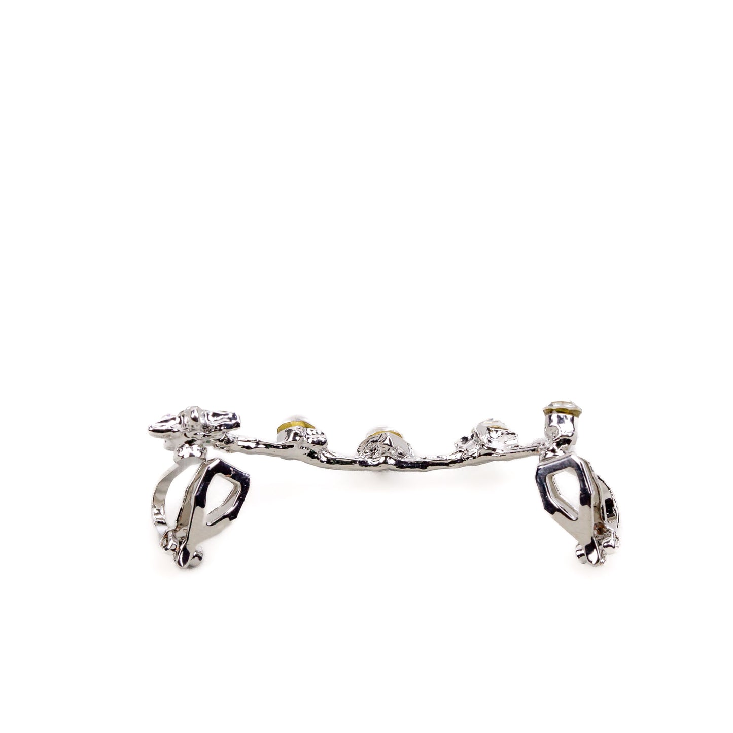 Cercel ear cuff cu clips și stele cu pietre - Argintiu