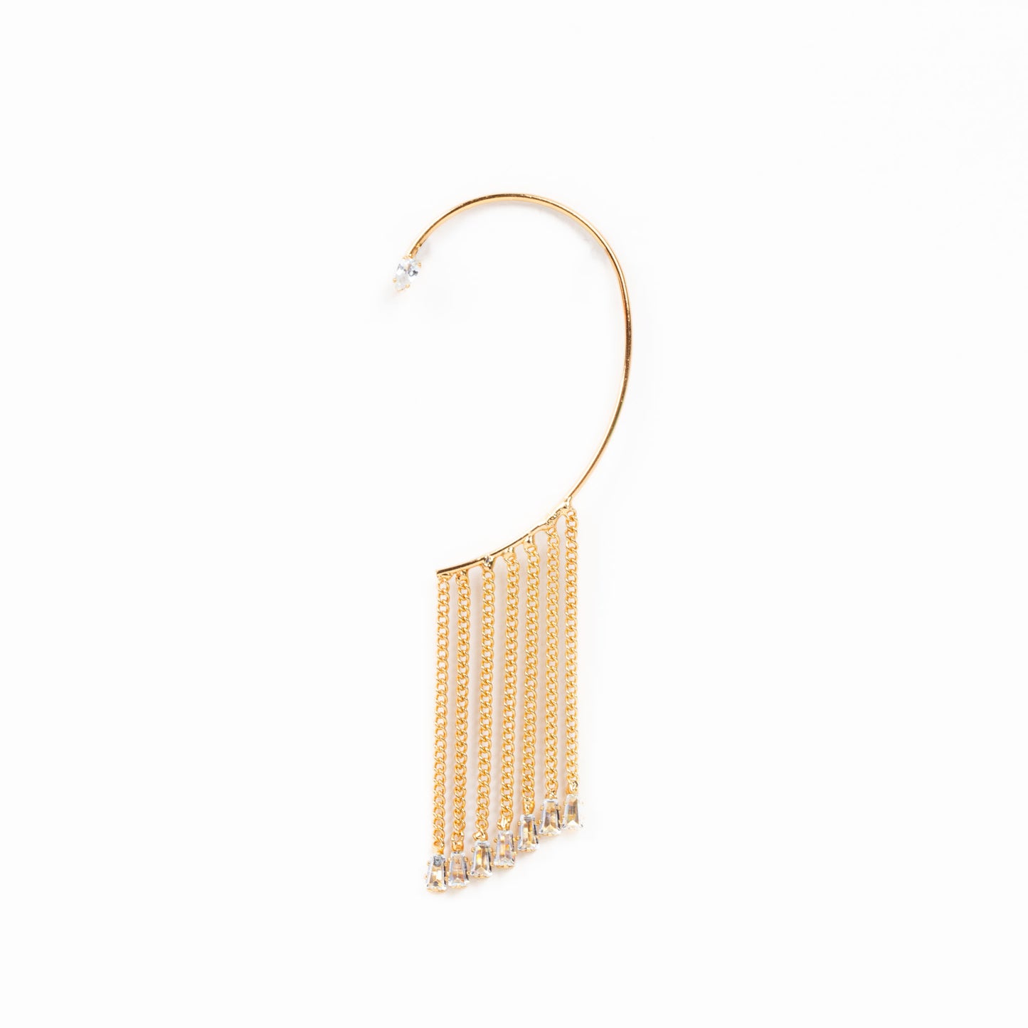 Cercel ear cuff cu lanțuri discrete și pietre - Auriu elegant