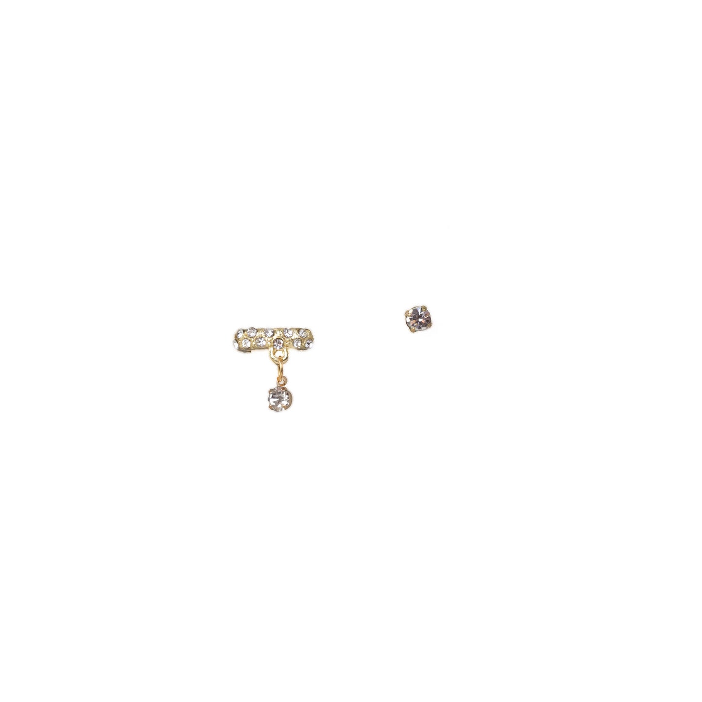 Cercel și ornament de ureche cu ștrasuri discrete, set 2 buc - Auriu elegant