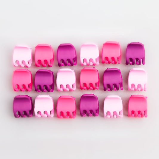 Clame de păr copii, extra mici, simple cu textură de silicon, set 18 buc - Roz
