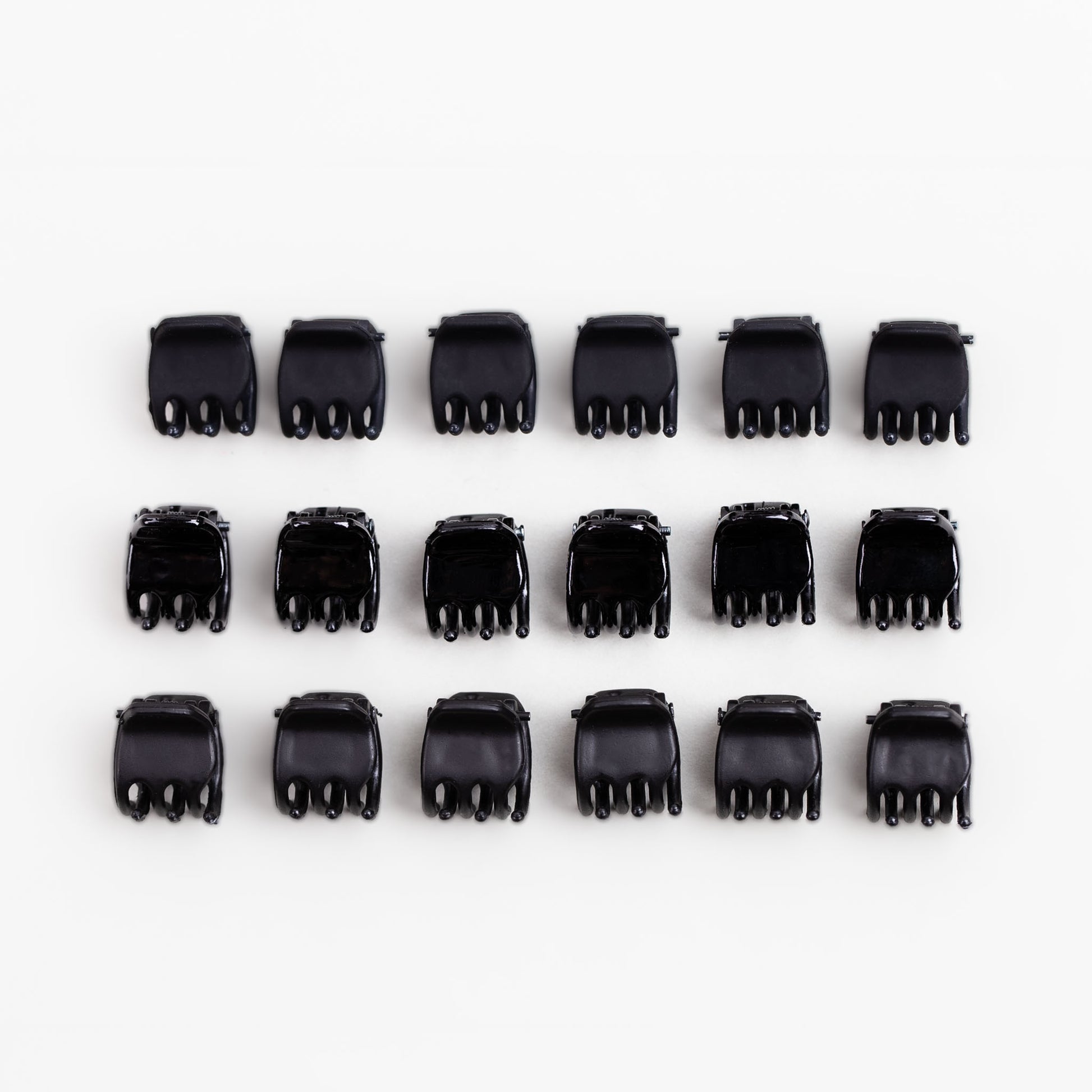 Clame de păr extra mici simple cu texturi mixte, set 18 buc - Negru