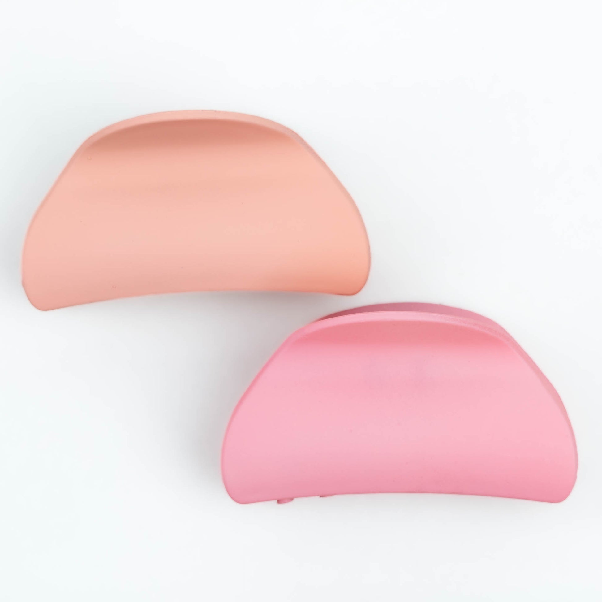 Clame de păr mari cu formă de semilună și textură de silicon, set 2 buc - Roz