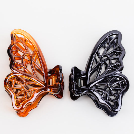 Clame de păr medii butterfly cu textură lucioasă, set 2 buc - Basic Mix