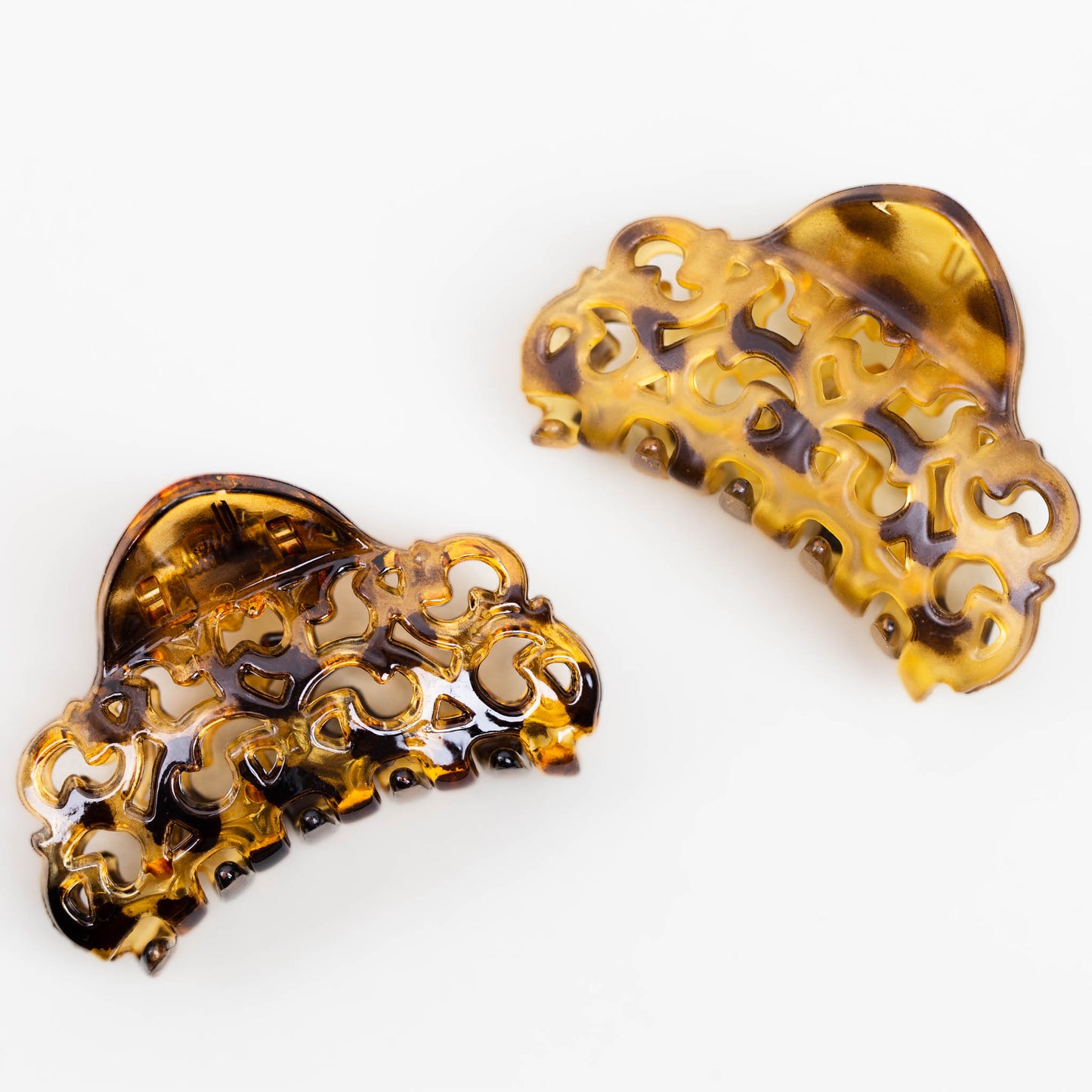 Clame de păr medii cu forme decupate și animal print, set 2 buc - Galben