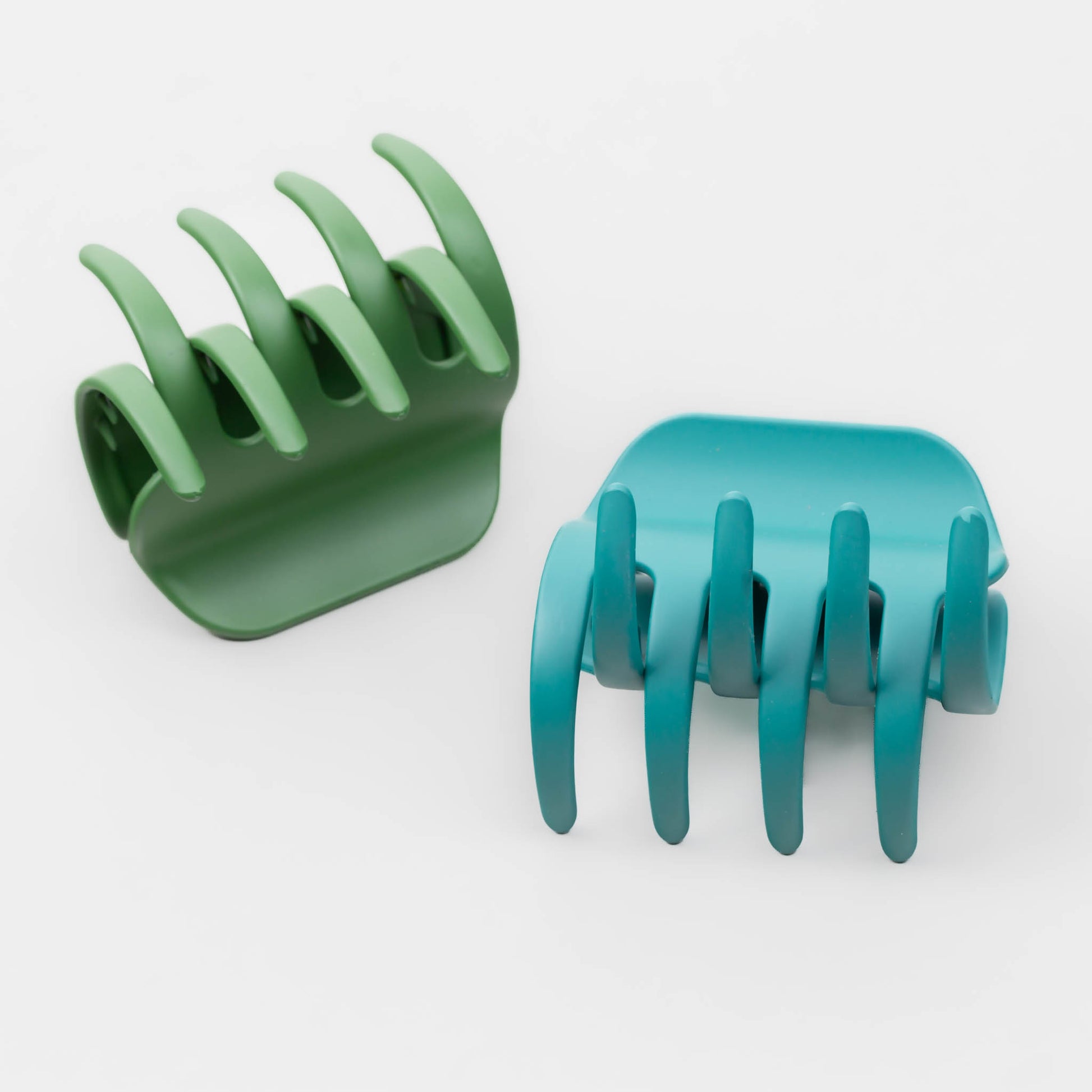 Clame de păr medii cu prindere largă și textură mată de silicon, set 2 buc - Verde Mix