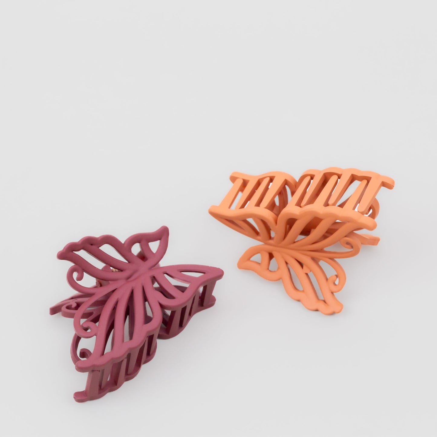 Clame de păr medii în formă de fluture cu textură de silicon, set 2 buc - Bordo, Portocaliu